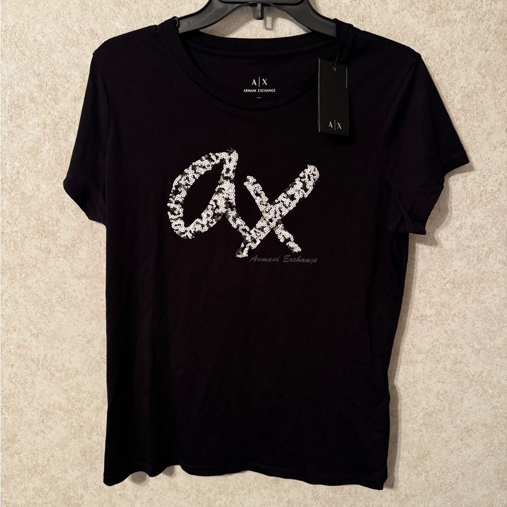 Armani Exchange Black T-Shirt for Women - Picture 1 of 5